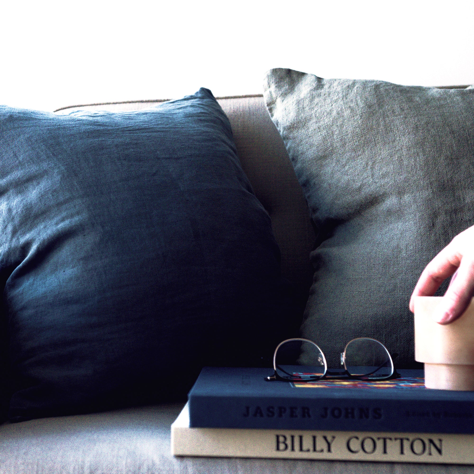 Navy Blue Indigo Linen Pillow